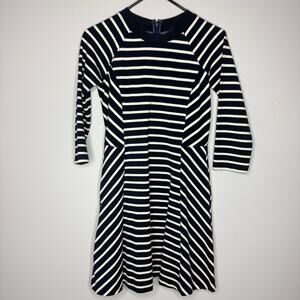 Banana Republic Womens Dress 2 Petite A-Line Flare Ponte Striped Office Career